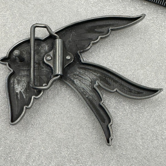 Black Bird Belt Buckle Swallow Flying Wings Metal Western Cowboy Biker - Picture 6 of 12